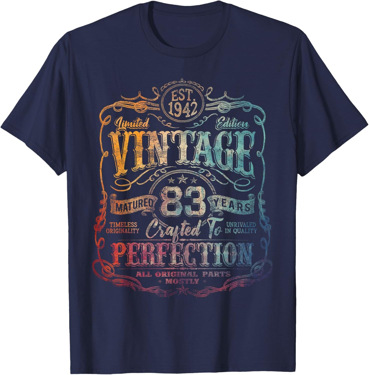 Vintage 1942 Limited Edition Shirt 83 year old 83rd Birthday T-Shirt - T-Shirt | Navy