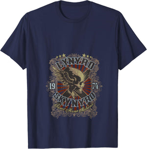 Women's Lynyrd Skynyrd Sweet Home Alabama Biker 1974 Skull Vintage V-Neck T-Shirt - T-Shirt | Navy