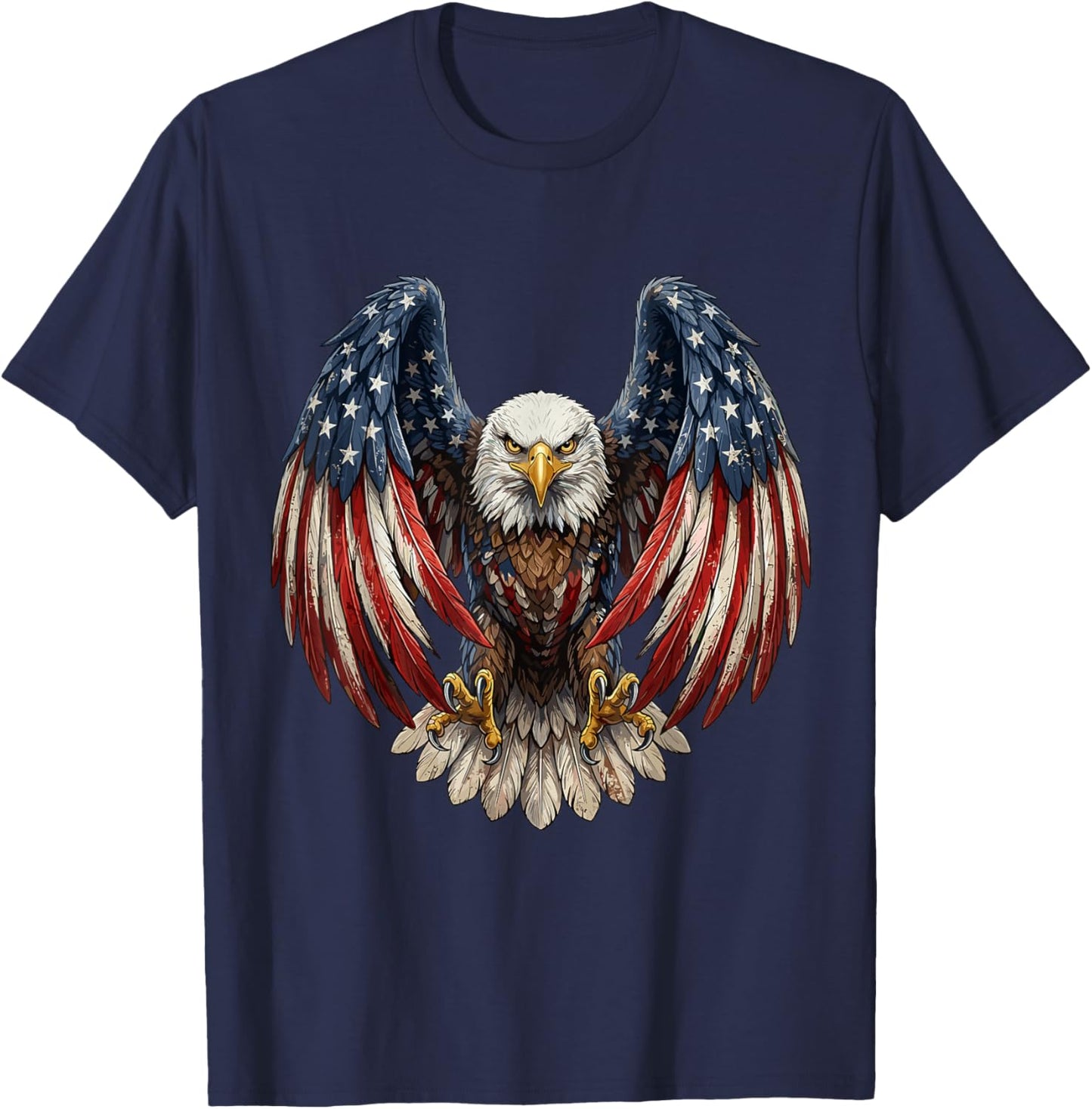 4th of July American Flag Bald Eagle USA Patriotic Men Women T-Shirt - T-Shirt | Navy