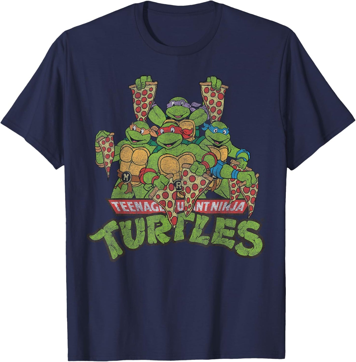 Teenage Mutant Ninja Turtles Multiple Smiles & Slices T-Shirt - T-Shirt | Navy
