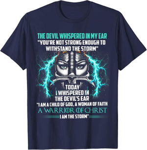 Women Knight Templar I Am A Child Of God A Warrior Of Christ T-Shirt - T-Shirt | Navy