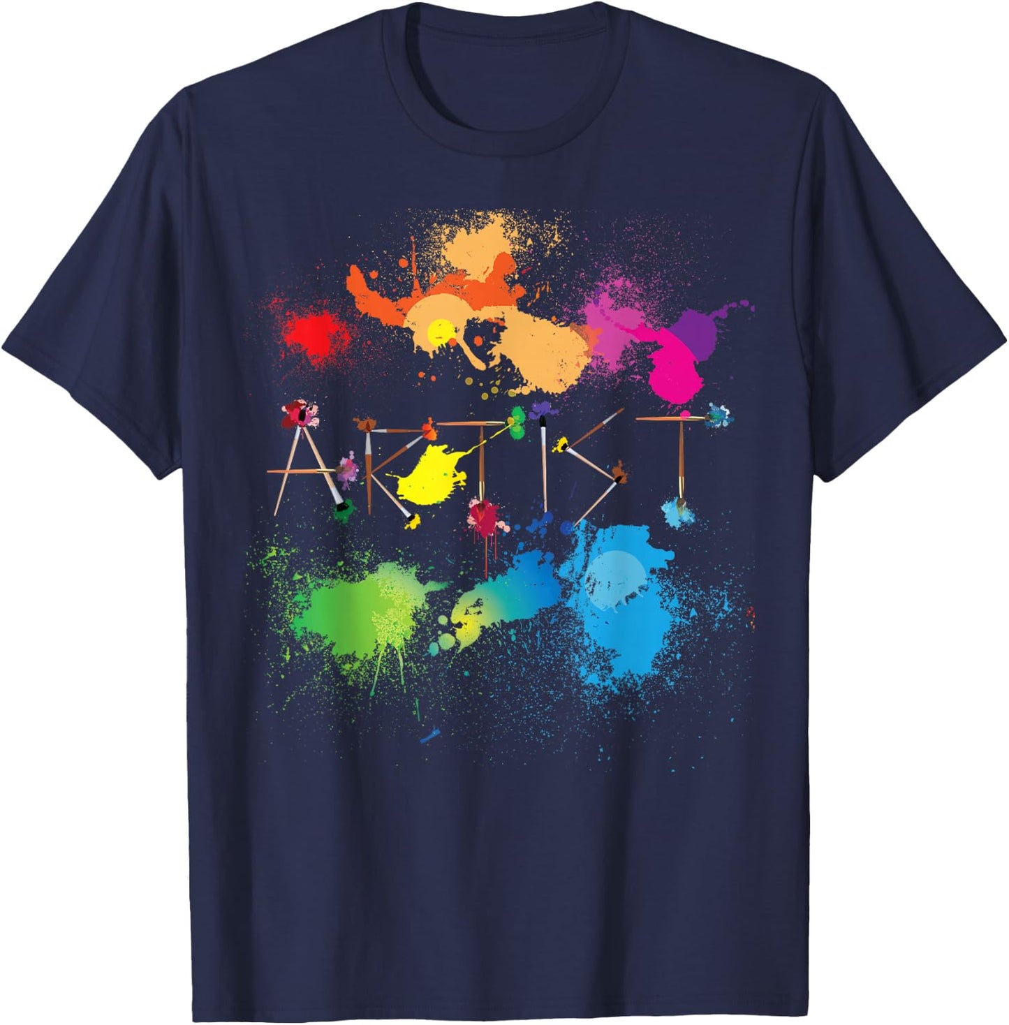 Artist Messy Painters Funny Paint Splatter Art T-Shirt - T-Shirt | Navy