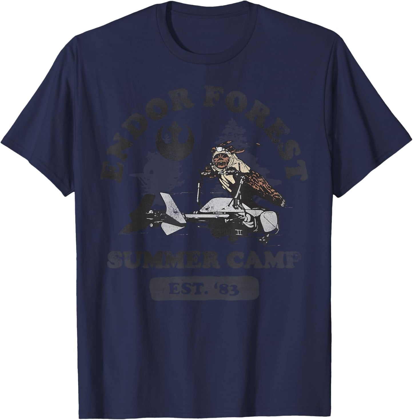 Star Wars Ewok Endor Camp Speeder Vintage Graphic C2 T-Shirt - T-Shirt | Navy