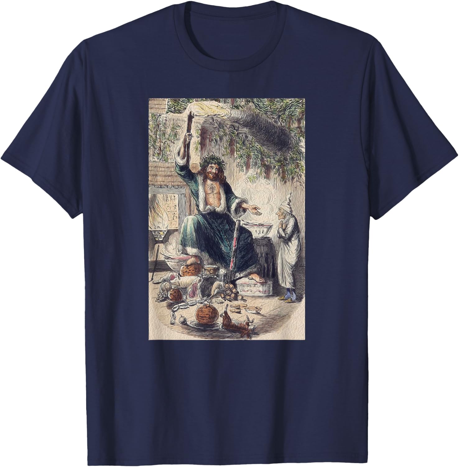 A Christmas Carol Scrooge Shirt- Christmas Present Ghost T-Shirt - T-Shirt | Navy