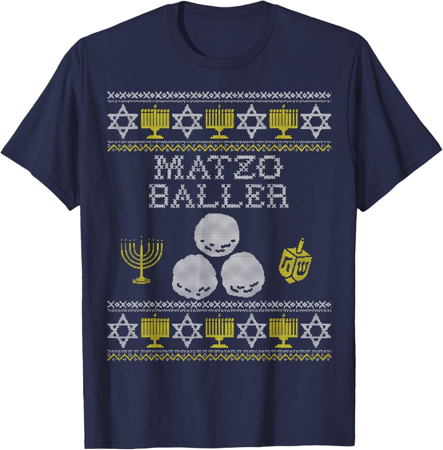 Matzo Baller Shirt, Funny Hanukkah Shirts, Matzah Balls T-Shirt - T-Shirt | Navy