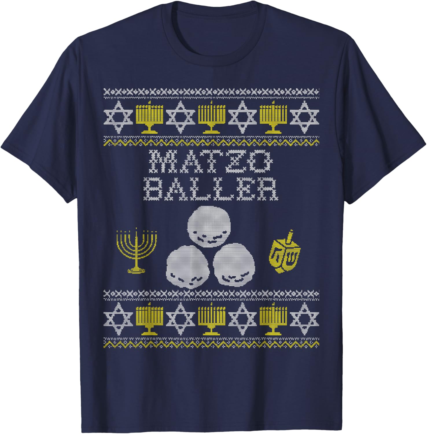 Matzo Baller Shirt, Funny Hanukkah Shirts, Matzah Balls T-Shirt - T-Shirt | Navy