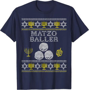 Matzo Baller Shirt, Funny Hanukkah Shirts, Matzah Balls T-Shirt - T-Shirt | Navy