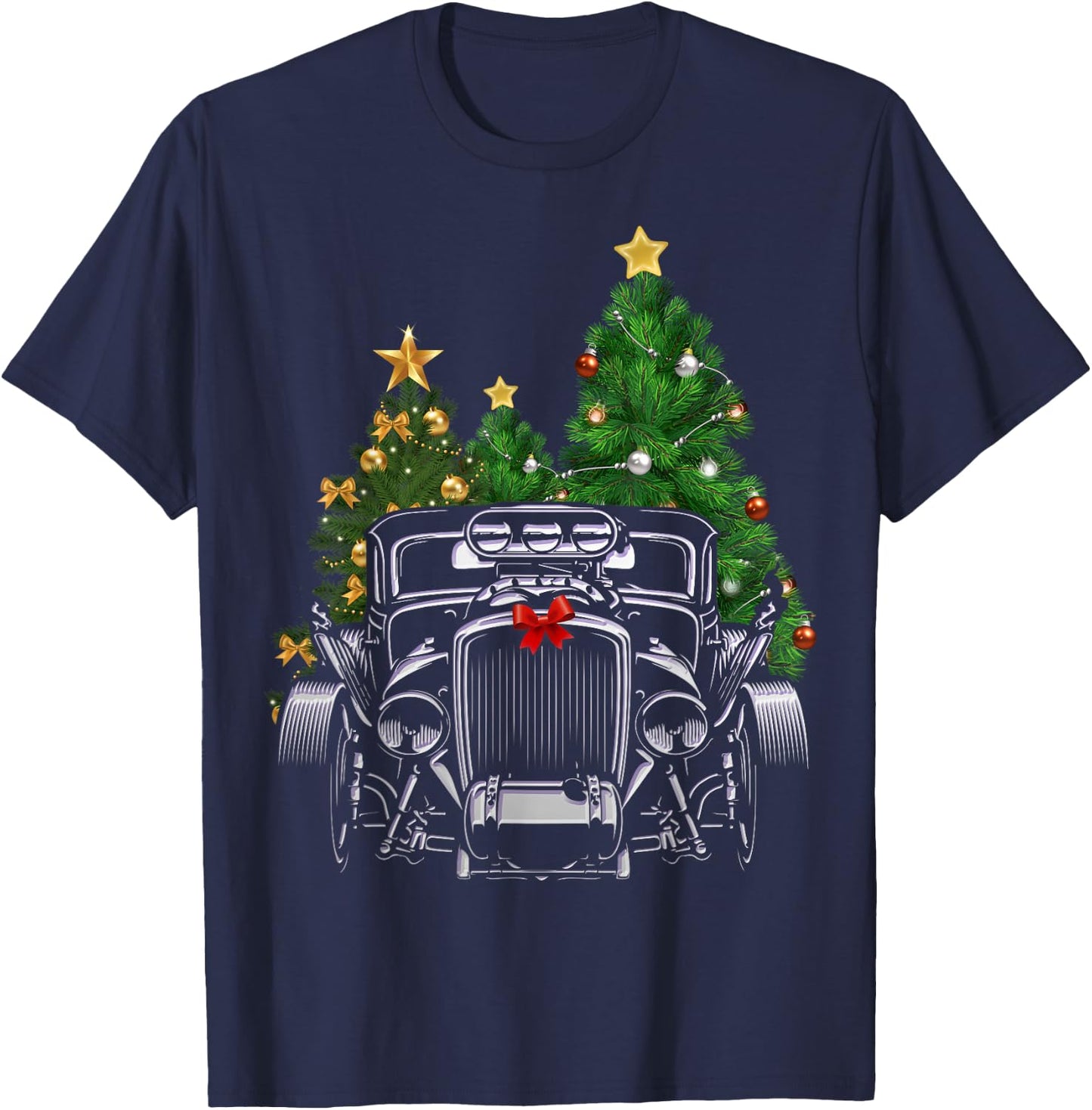 Hot Rod Ugly Christmas Classic Car Lover Vintage Car Garage T-Shirt - T-Shirt | Navy