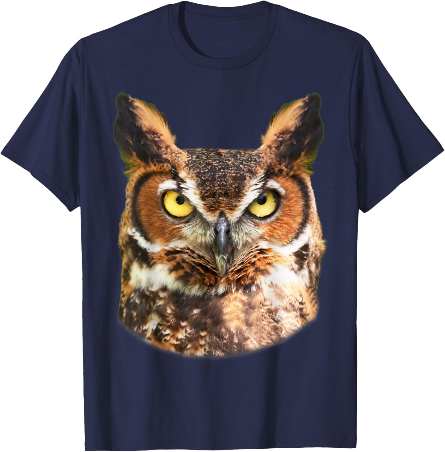 Great Horned Owl Head Owl Lover T-Shirt - T-Shirt | Navy