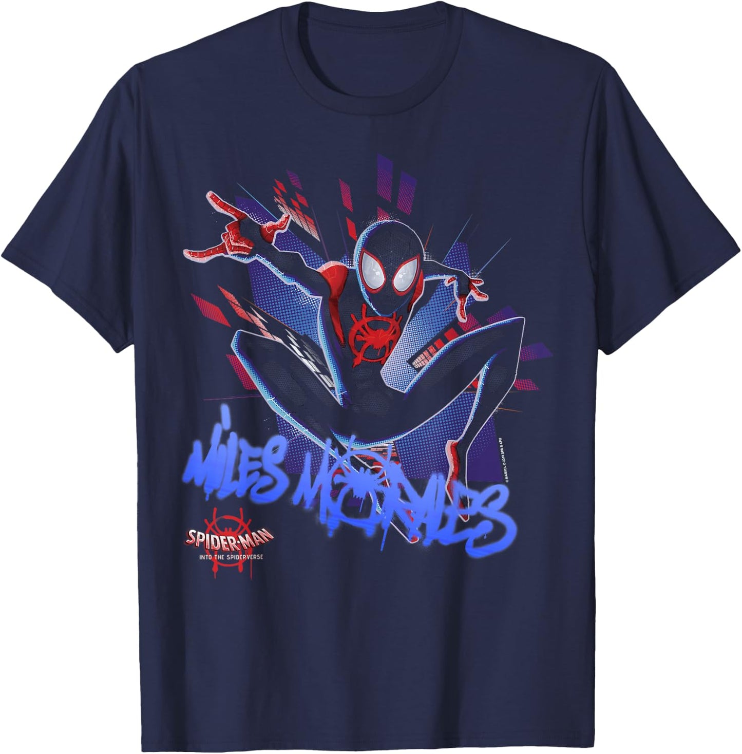 Marvel Spider-Man Spiderverse Graffiti Explosion Small T-Shirt - T-Shirt | Navy