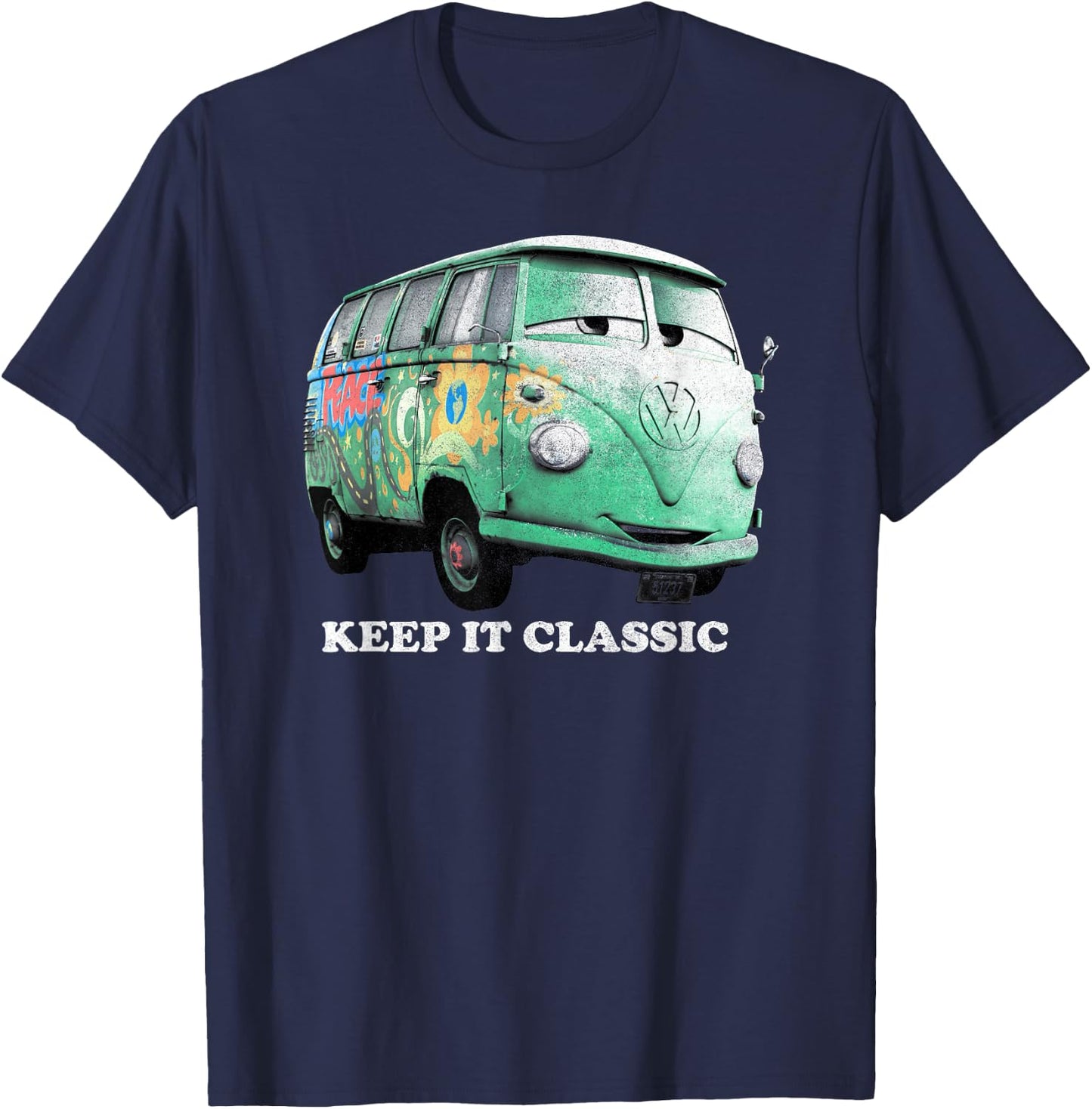 Disney Pixar Cars Fillmore Keep It Classic Groovy Bus Logo T-Shirt - T-Shirt | Navy