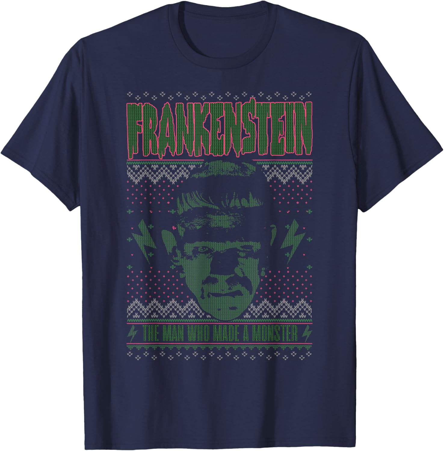 Universal Monsters Christmas Frankenstein Monster T-Shirt - T-Shirt | Navy