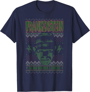 Universal Monsters Christmas Frankenstein Monster T-Shirt - T-Shirt | Navy