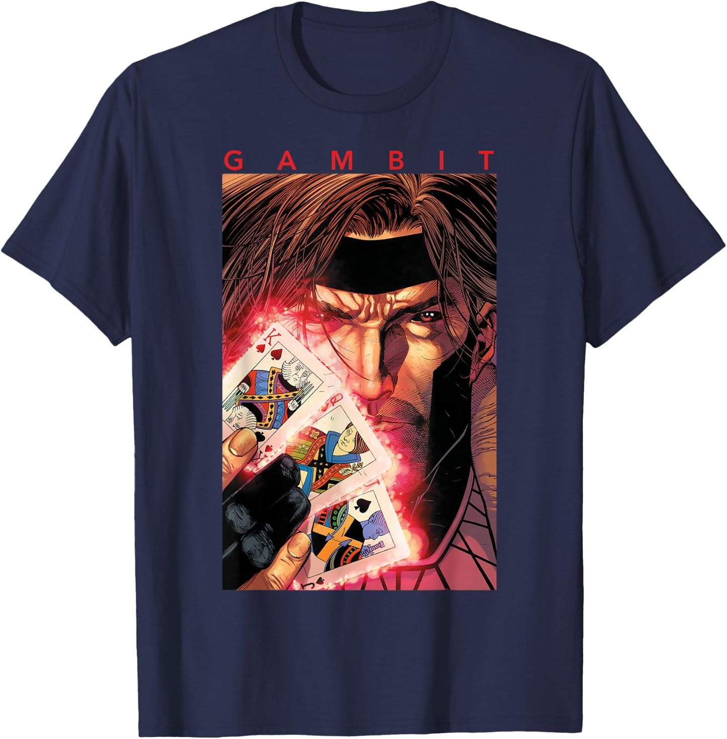 Marvel X-Men Gambit Glowing Cards Graphic T-Shirt - T-Shirt | Navy
