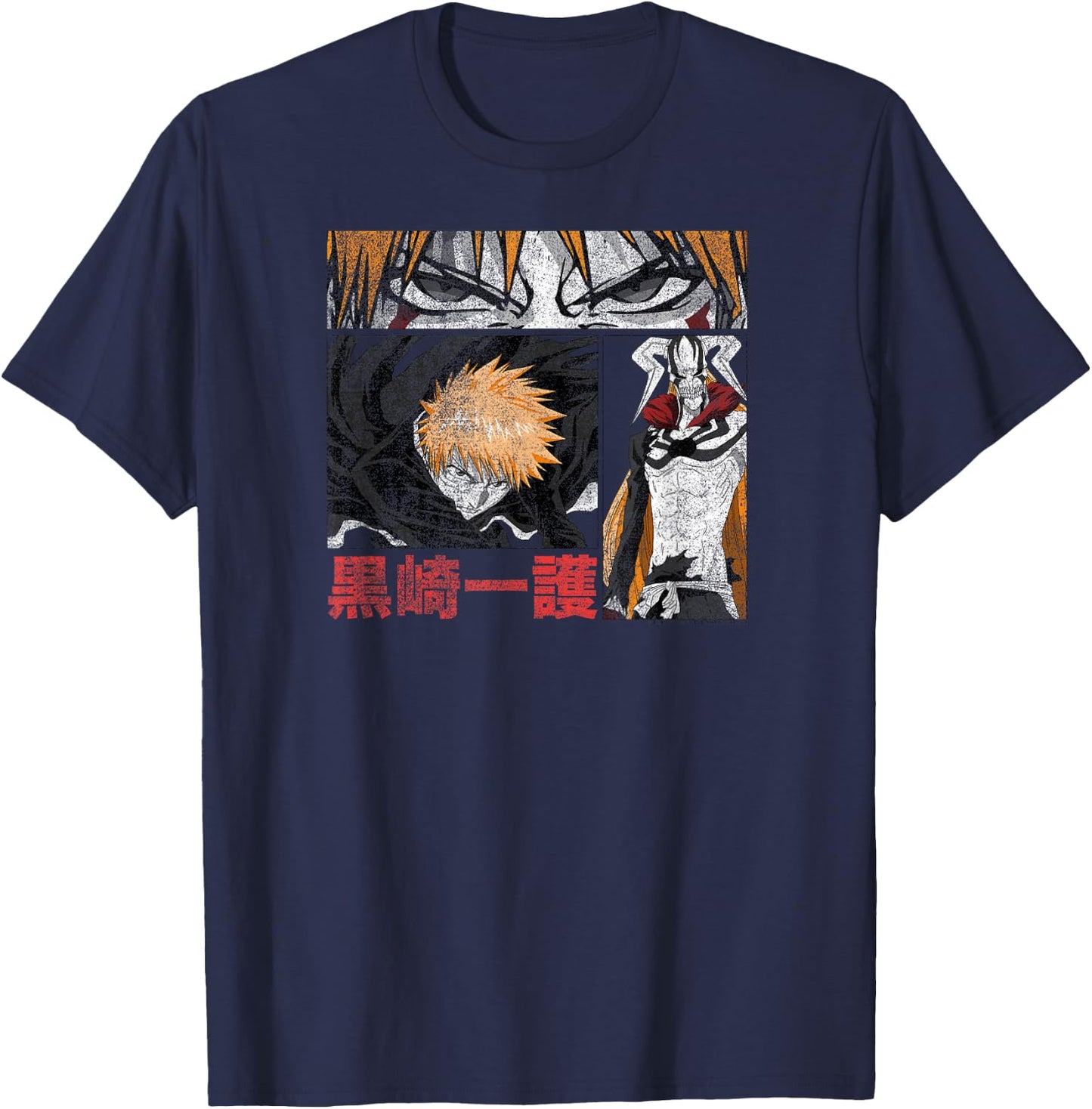 Bleach Graphic Ichigo Comic Book Style Anime T-Shirt - T-Shirt | Navy