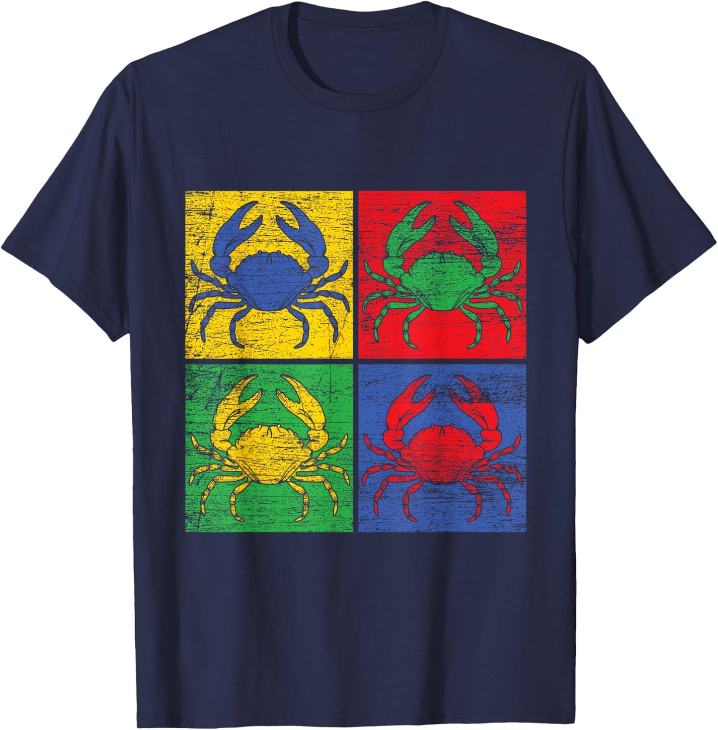 Crab Pop-Art Shirt Vintage T-Shirt - T-Shirt | Navy