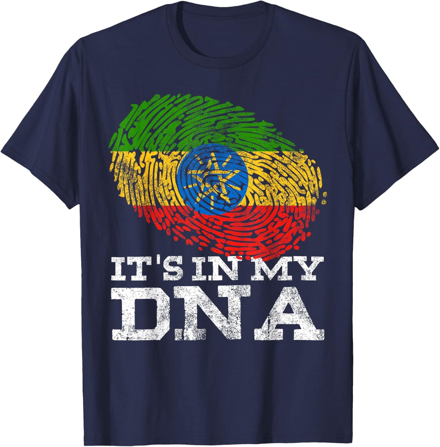 It's in My DNA Ethiopian Gifts Horn of Africa Ethiopia Flag T-Shirt - T-Shirt | Navy