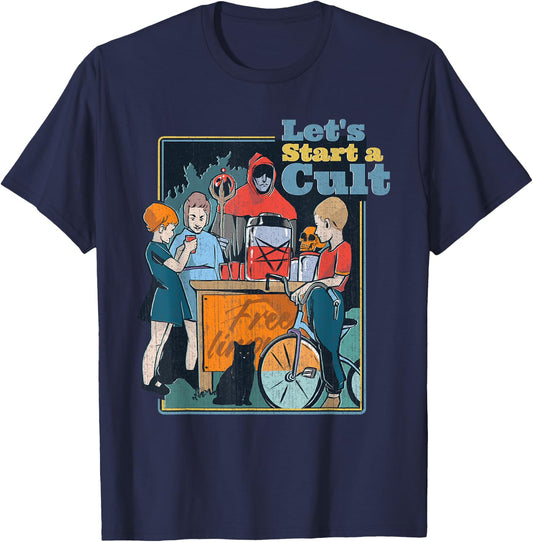Let's Start A Cult Funny Vintage Child Game Demons Gift T-Shirt - T-Shirt | Navy