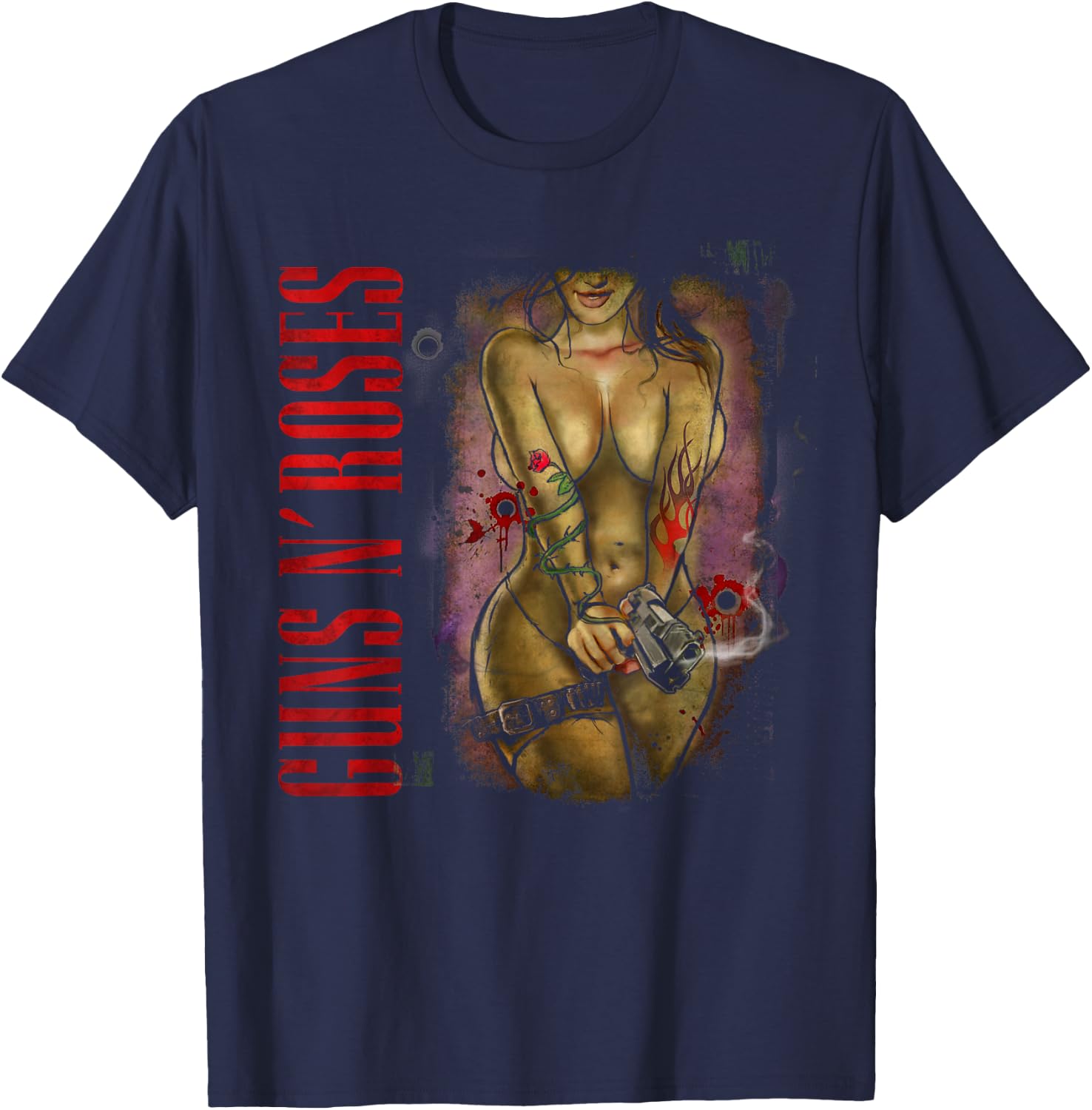 Guns N' Roses Official Gunslinger T-Shirt - T-Shirt | Navy