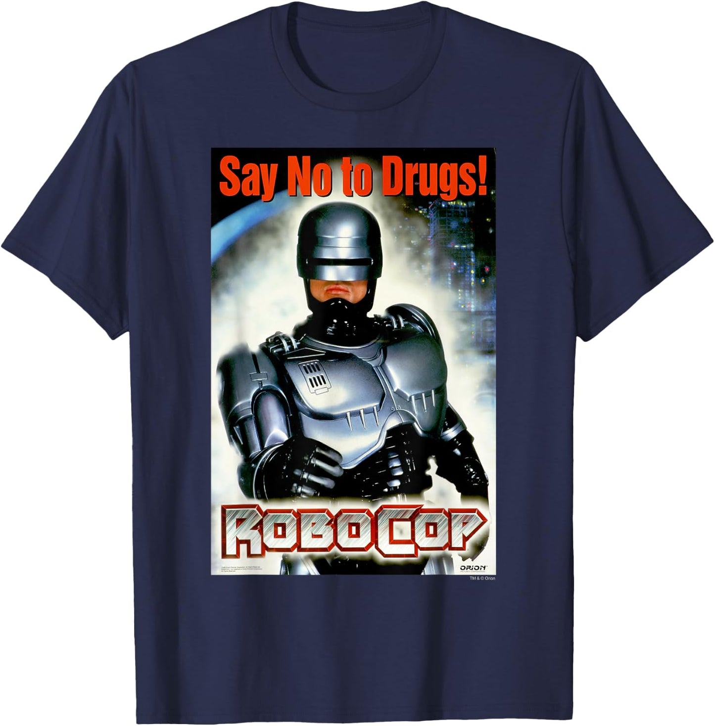 RoboCop Say No To Drugs Propaganda Logo Poster T-Shirt - T-Shirt | Navy