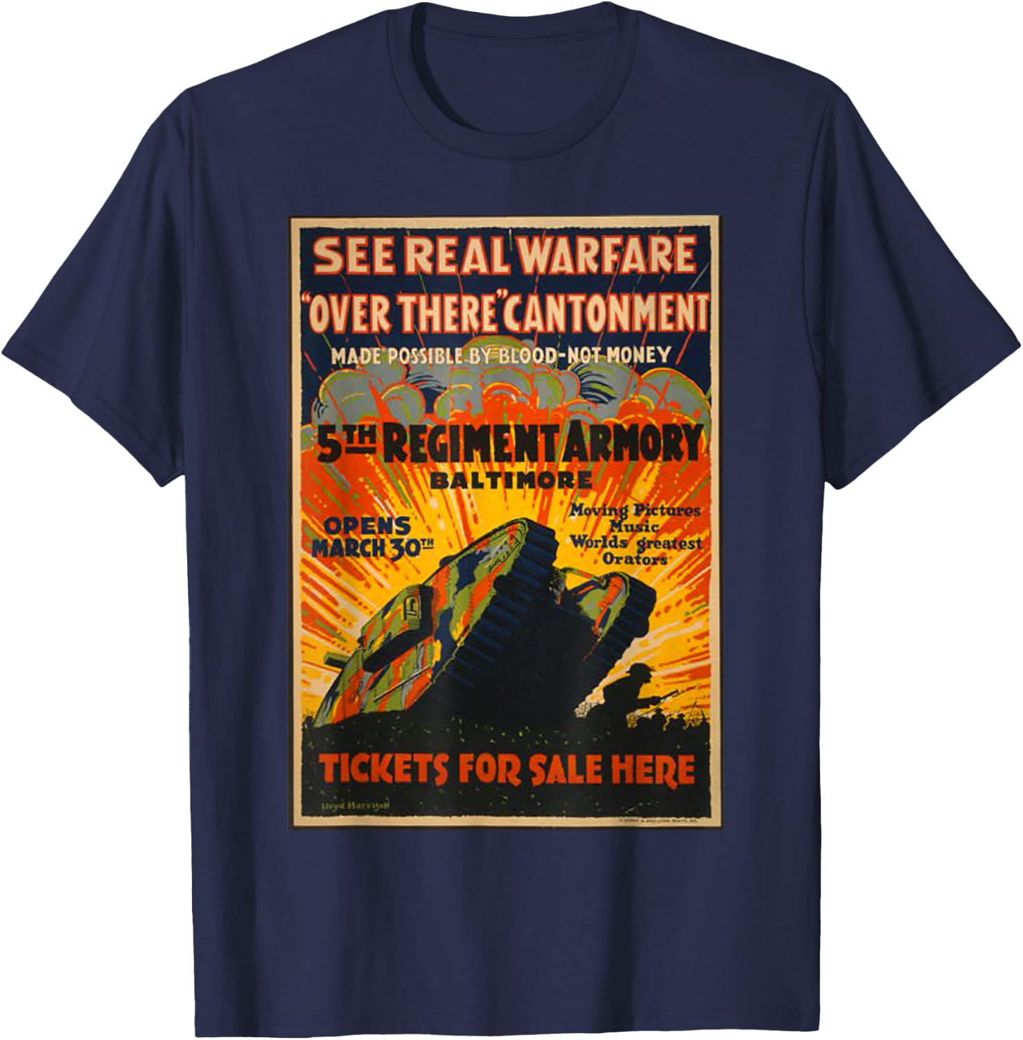 Vintage WW1 WWI Retro Poster World War Advertising T-Shirt - T-Shirt | Navy
