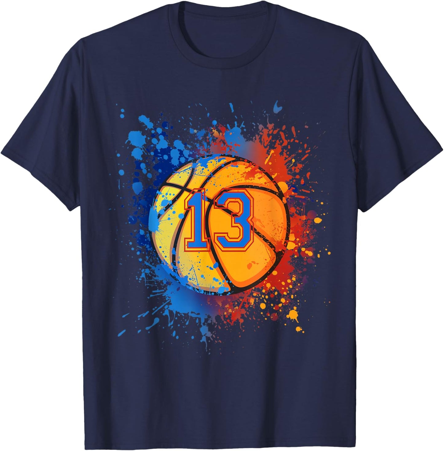 13 Years Old 13th Birthday Basketball Gift Boys Party T-Shirt - T-Shirt | Navy