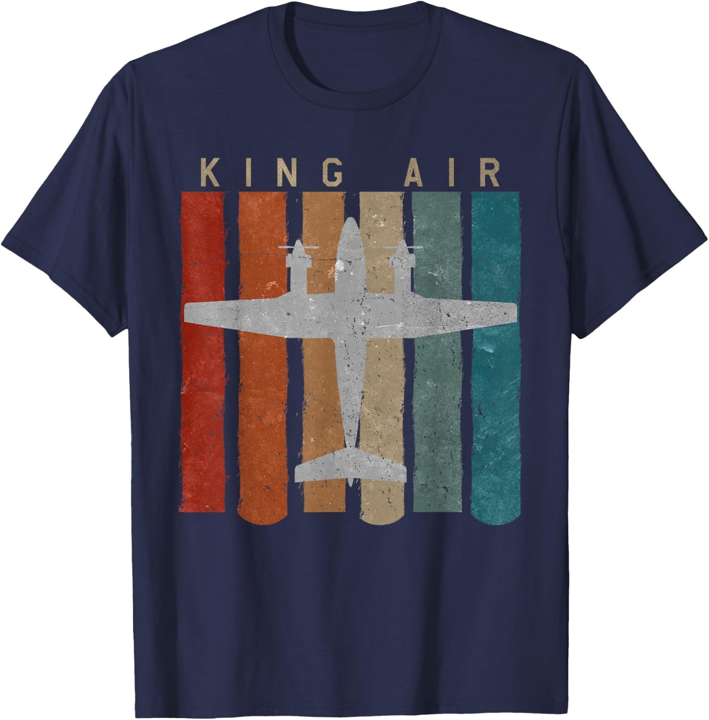 King Air Airplane Retro Vintage Airplane Pilot T-Shirt - T-Shirt | Navy