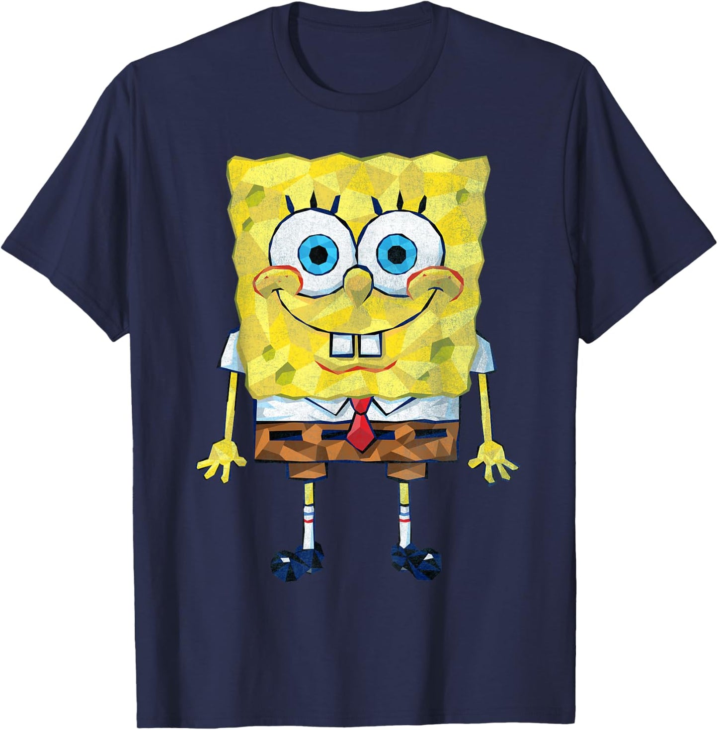 Spongebob SquarePants Geometric Textured Design T-Shirt - T-Shirt | Navy