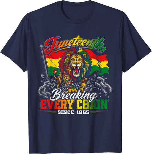 Breaking Every Chain Since 1865 Black Women Men Juneteenth T-Shirt - T-Shirt | Navy