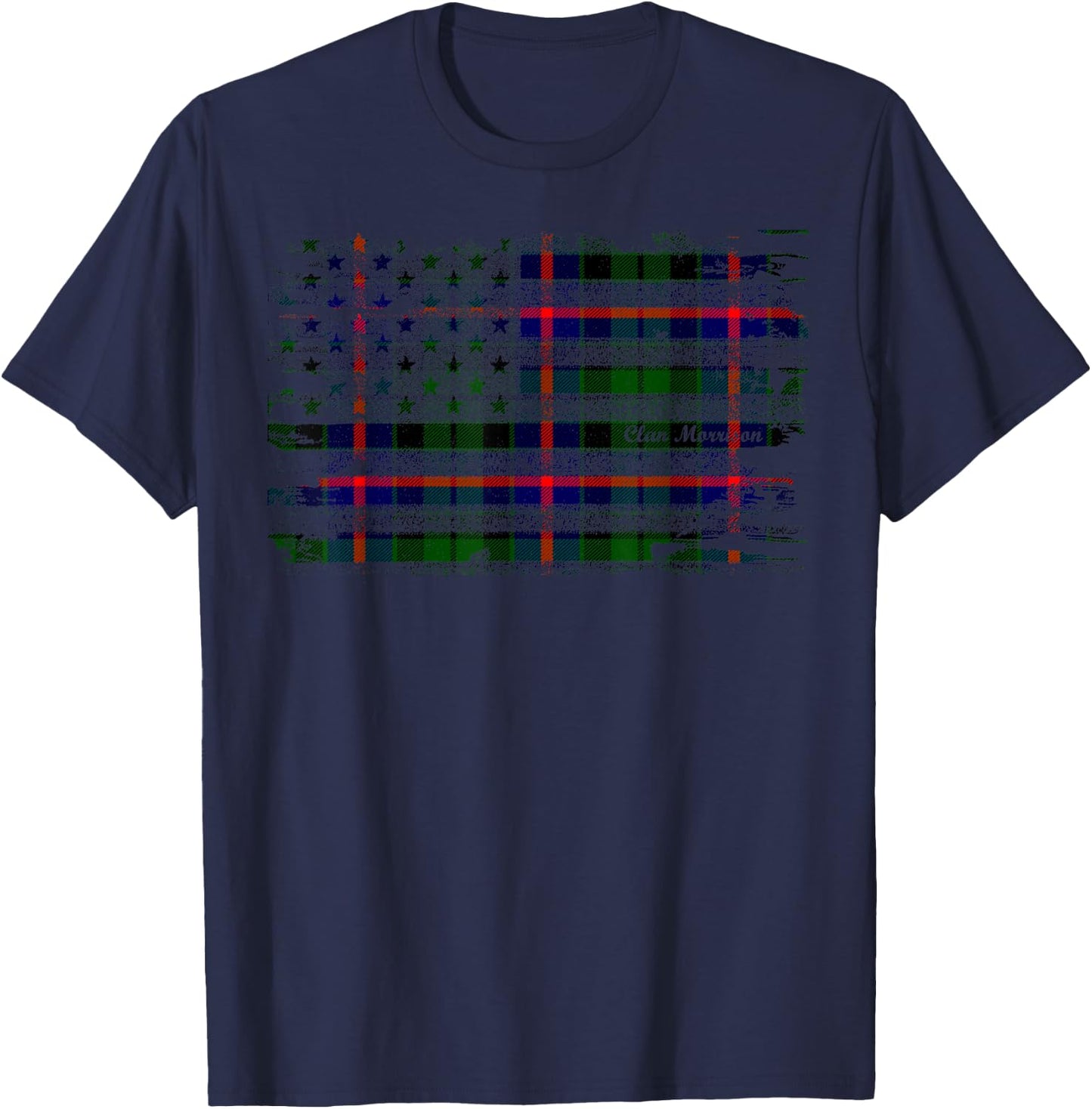 Morrison surname American Flag Scottish Clan Tartan Women Kids Men T-Shirt - T-Shirt | Navy