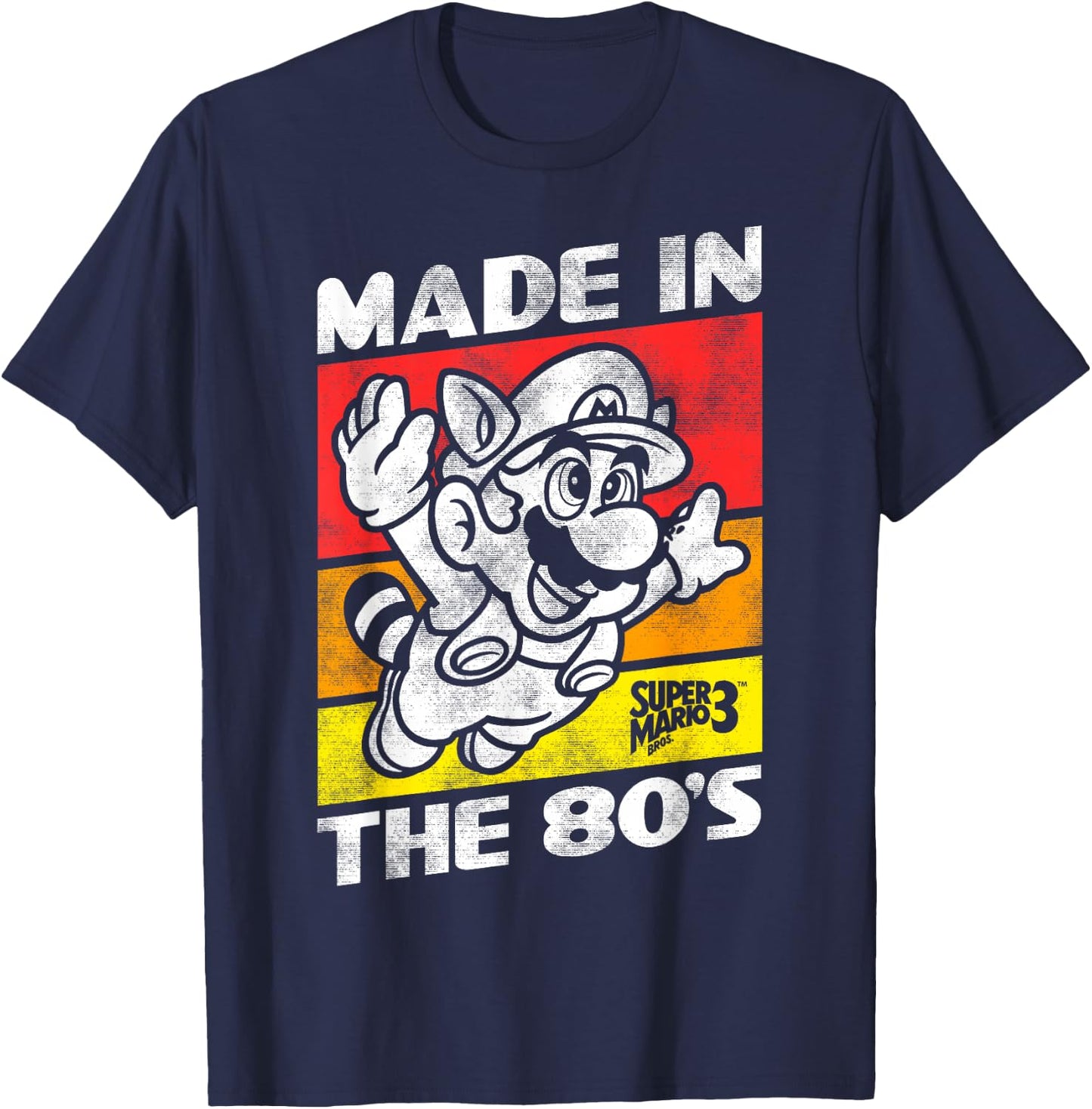 Nintendo Super Mario 3 Made in The 80's Retro T-Shirt - T-Shirt | Navy