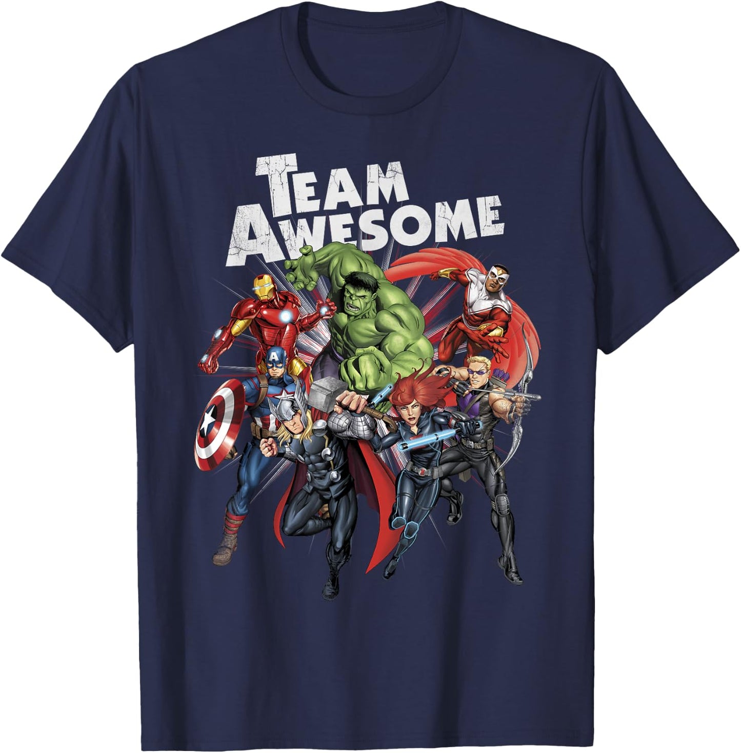 Avengers Assemble Team Awesome Group Huddle T-Shirt - T-Shirt | Navy