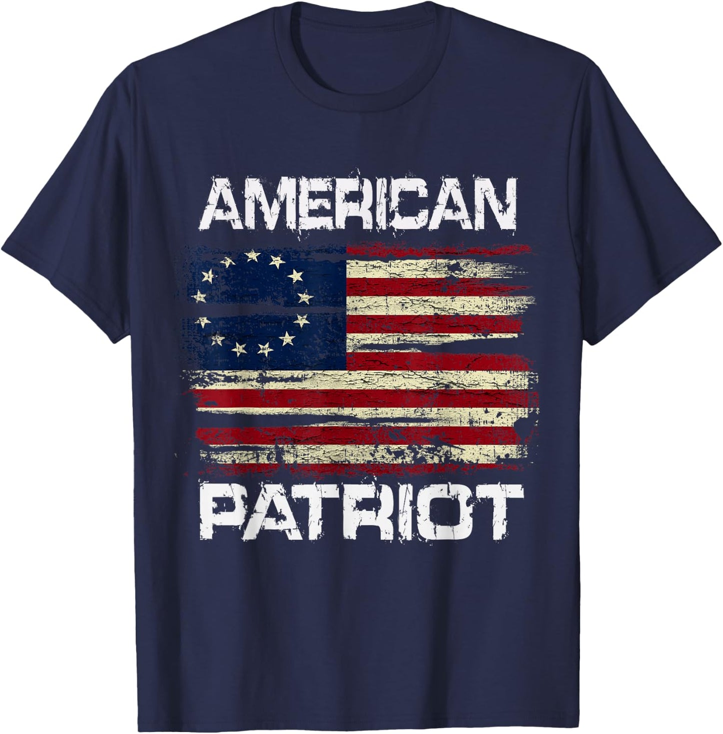 Betsy Ross American Flag 13 Star Colonies American Patriot Kids Men T-Shirt - T-Shirt | Navy