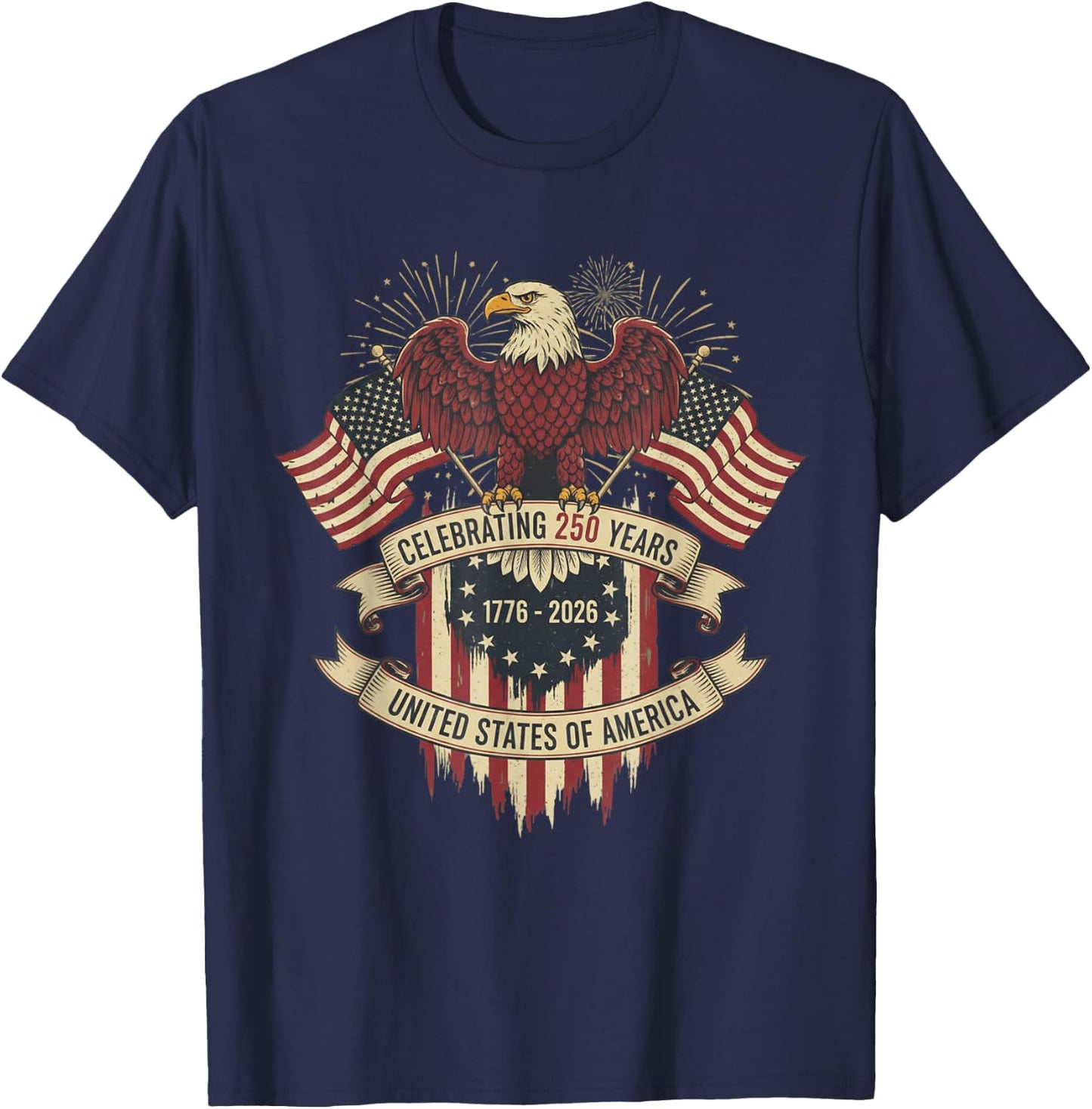 250th Anniversary USA 250 Years American Patriotic 4th July T-Shirt - T-Shirt | Navy