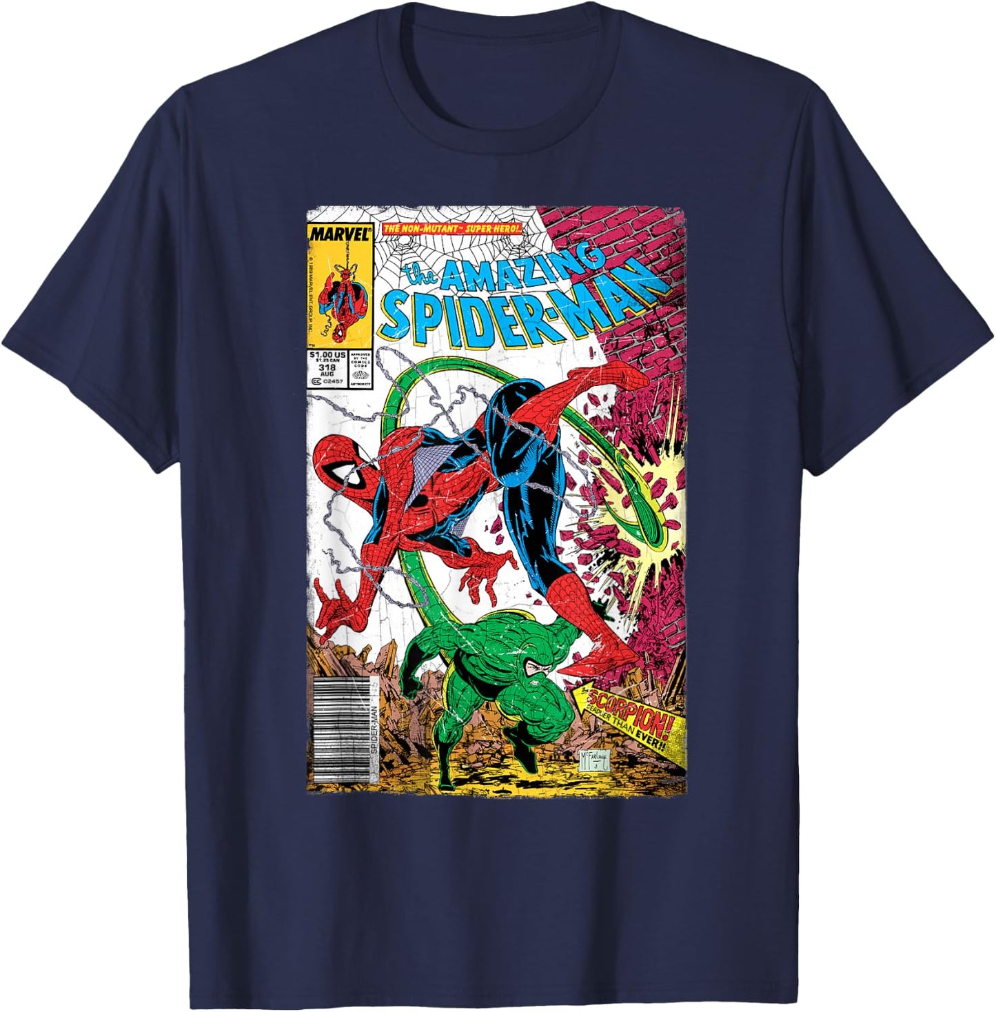 Marvel Spider-Man Classic Retro Comic Scorpion Cover T-Shirt - T-Shirt | Navy
