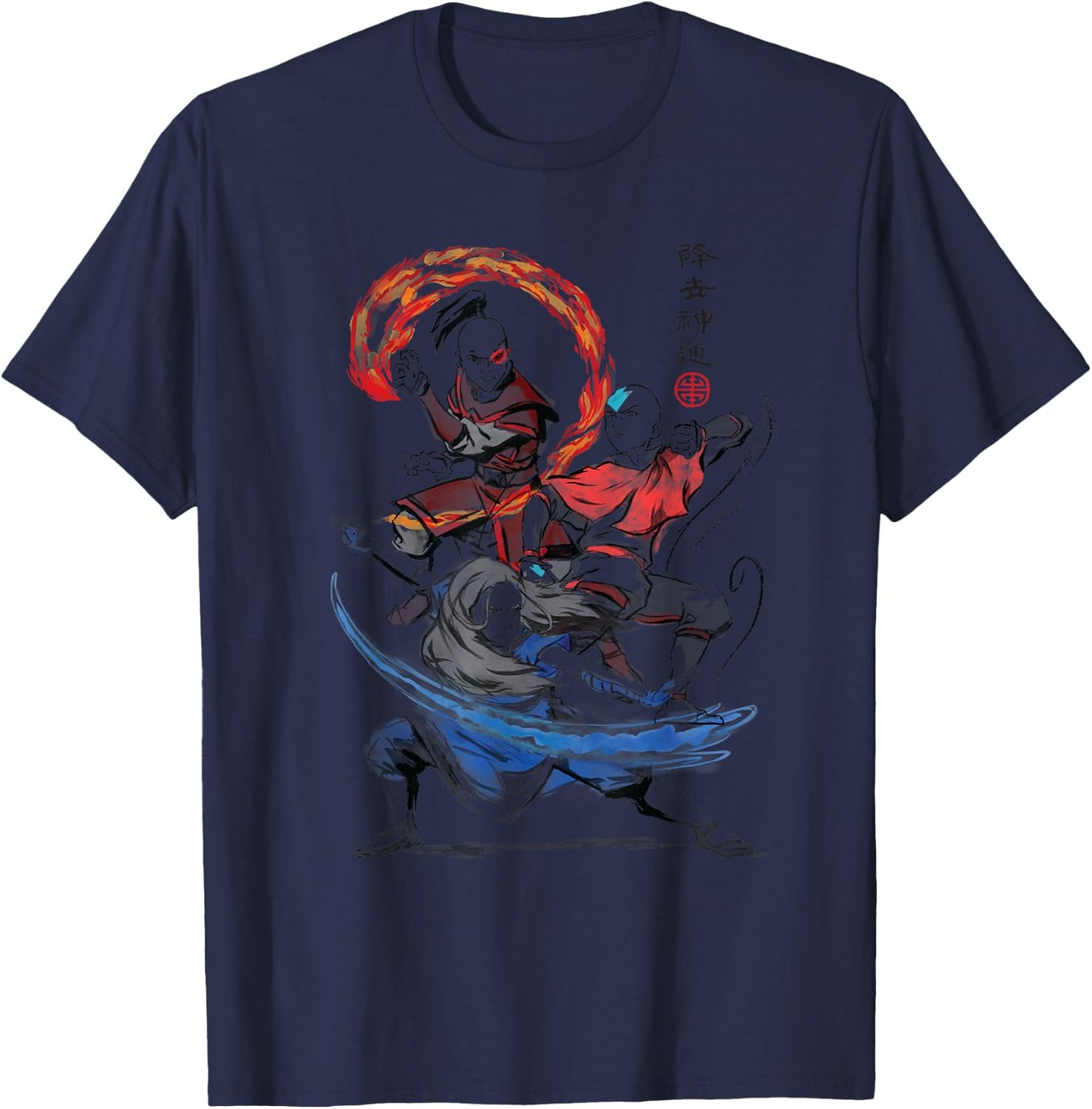 The Last Airbender Air Water and Fire Signs T-Shirt - T-Shirt | Navy