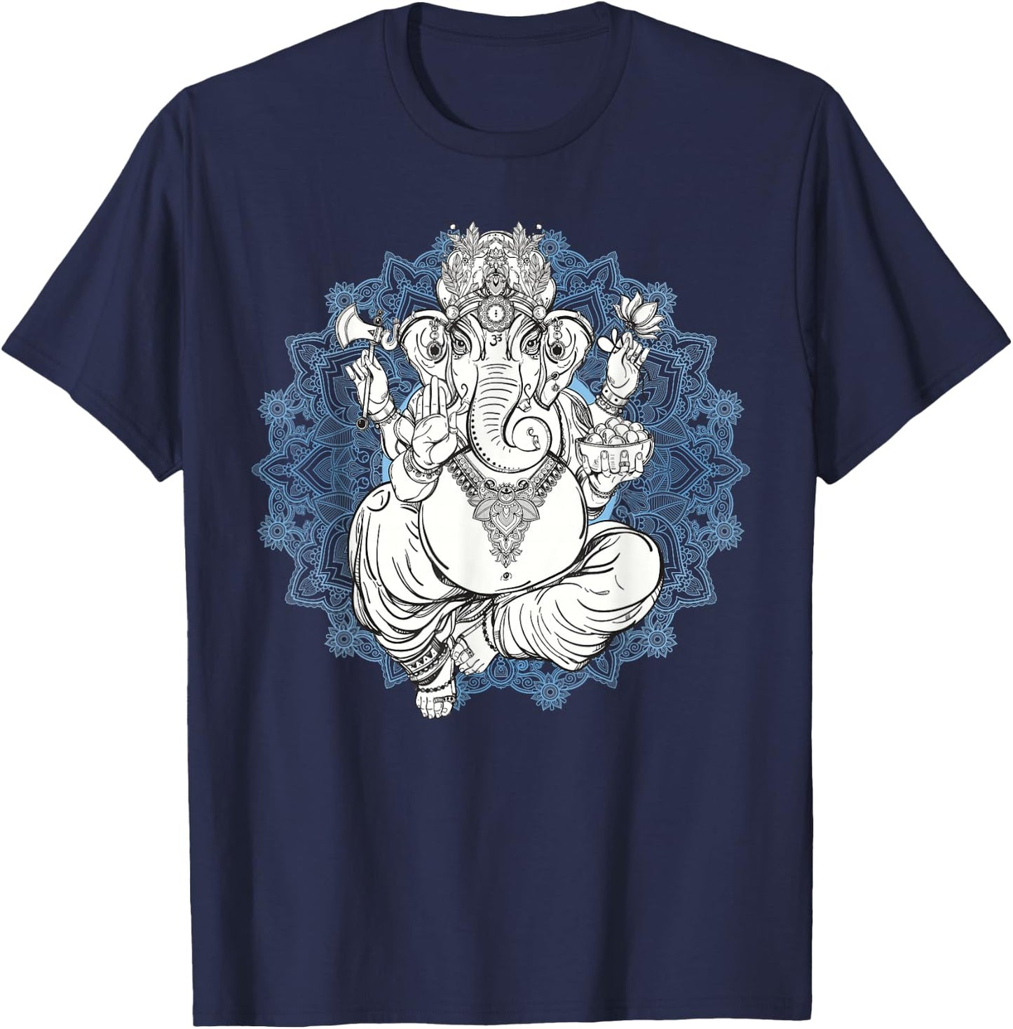Hindu Elephant God Ganesha - Oriental India Henna T-Shirt - T-Shirt | Navy