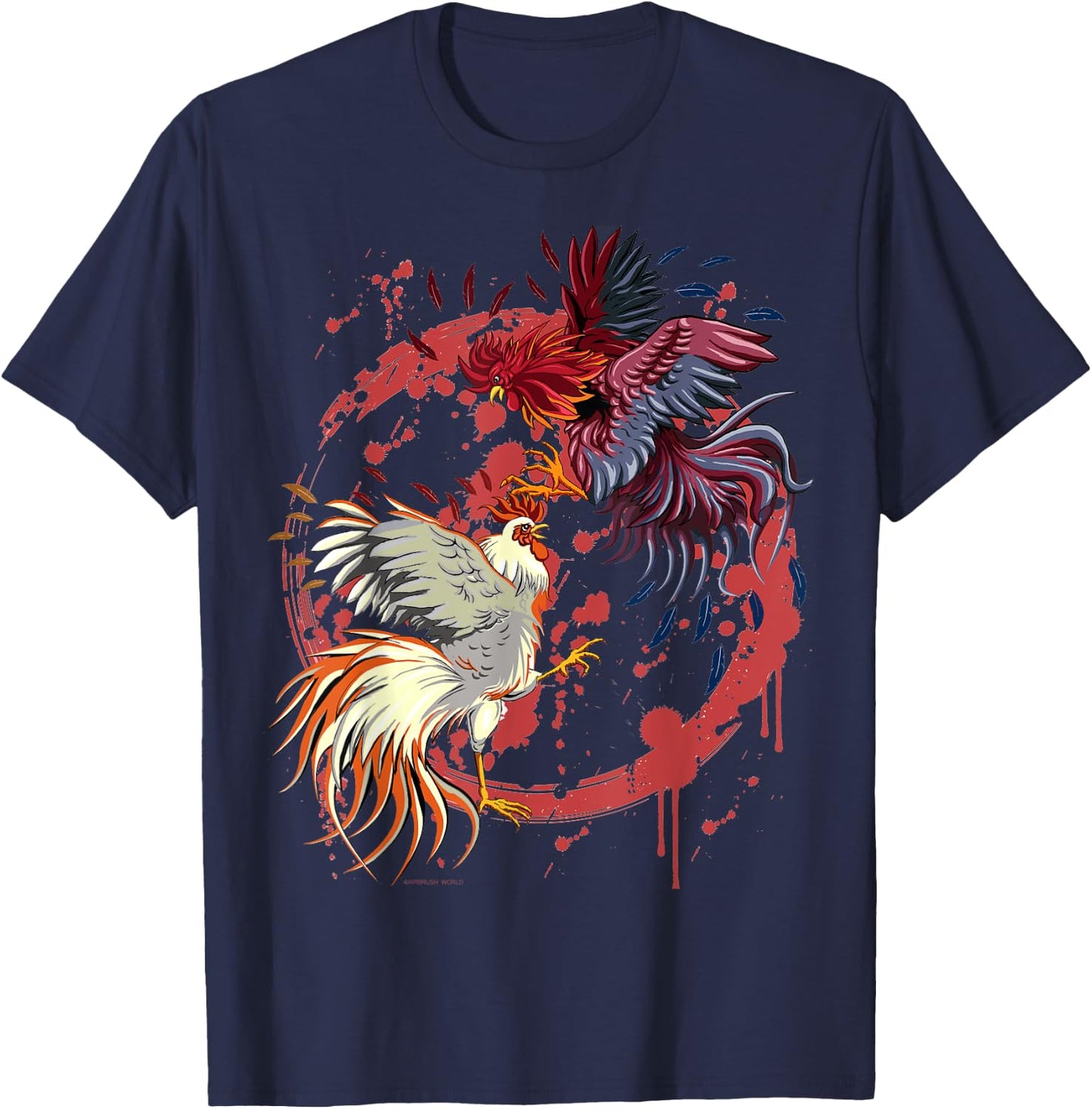 Rooster Cock Fight Chicken Novelty Farmer's Gift T-Shirt - T-Shirt | Navy