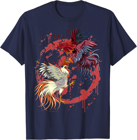 Rooster Cock Fight Chicken Novelty Farmer's Gift T-Shirt - T-Shirt | Navy