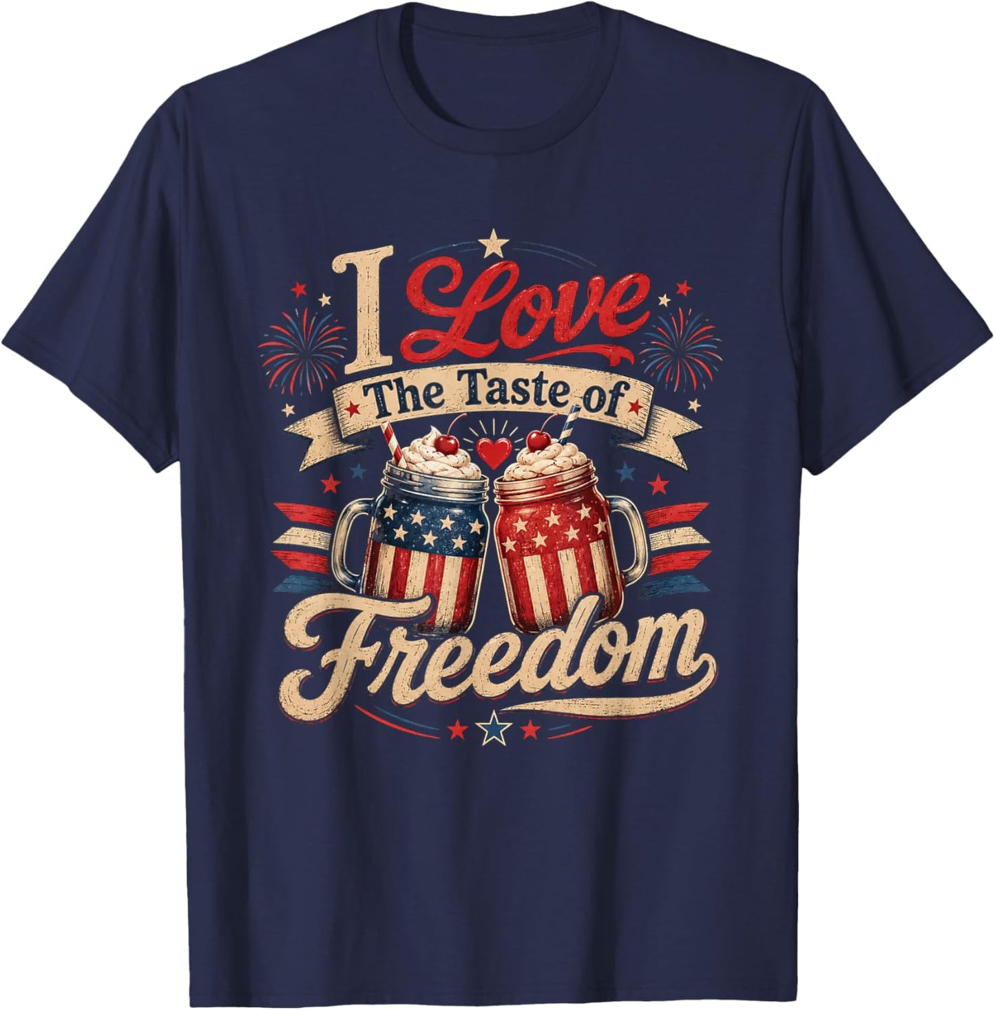 I Love The Taste of Freedom Matching 4th of July Couple T-Shirt - T-Shirt | Navy