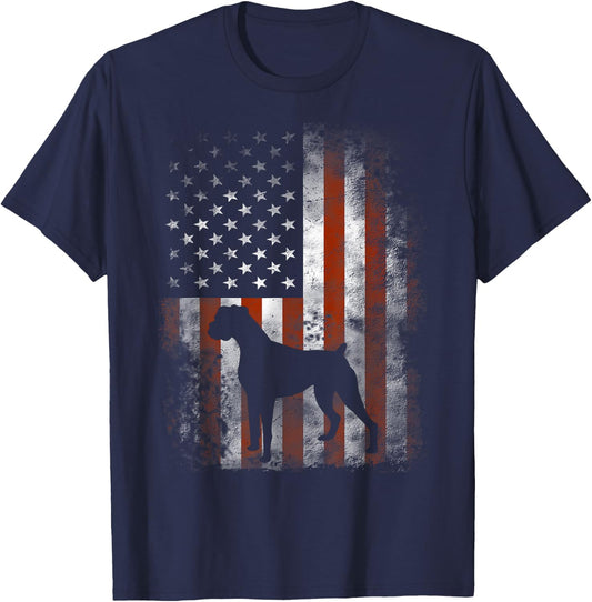 Boxer American Flag Shirt USA 4th of July Dog Gifts T-Shirt - T-Shirt | Navy
