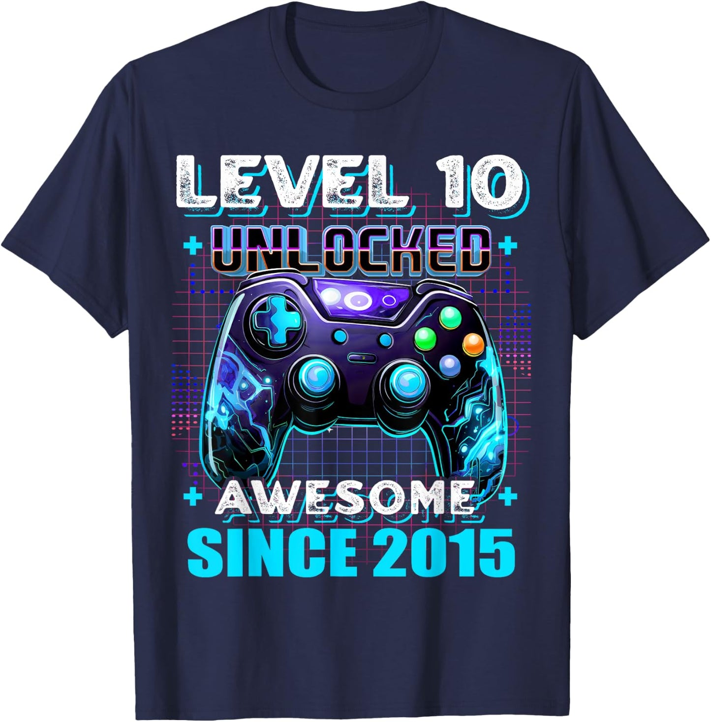 10th Birthday Boy Level 10 Gamer 10 Year Video Game Party T-Shirt - T-Shirt | Navy