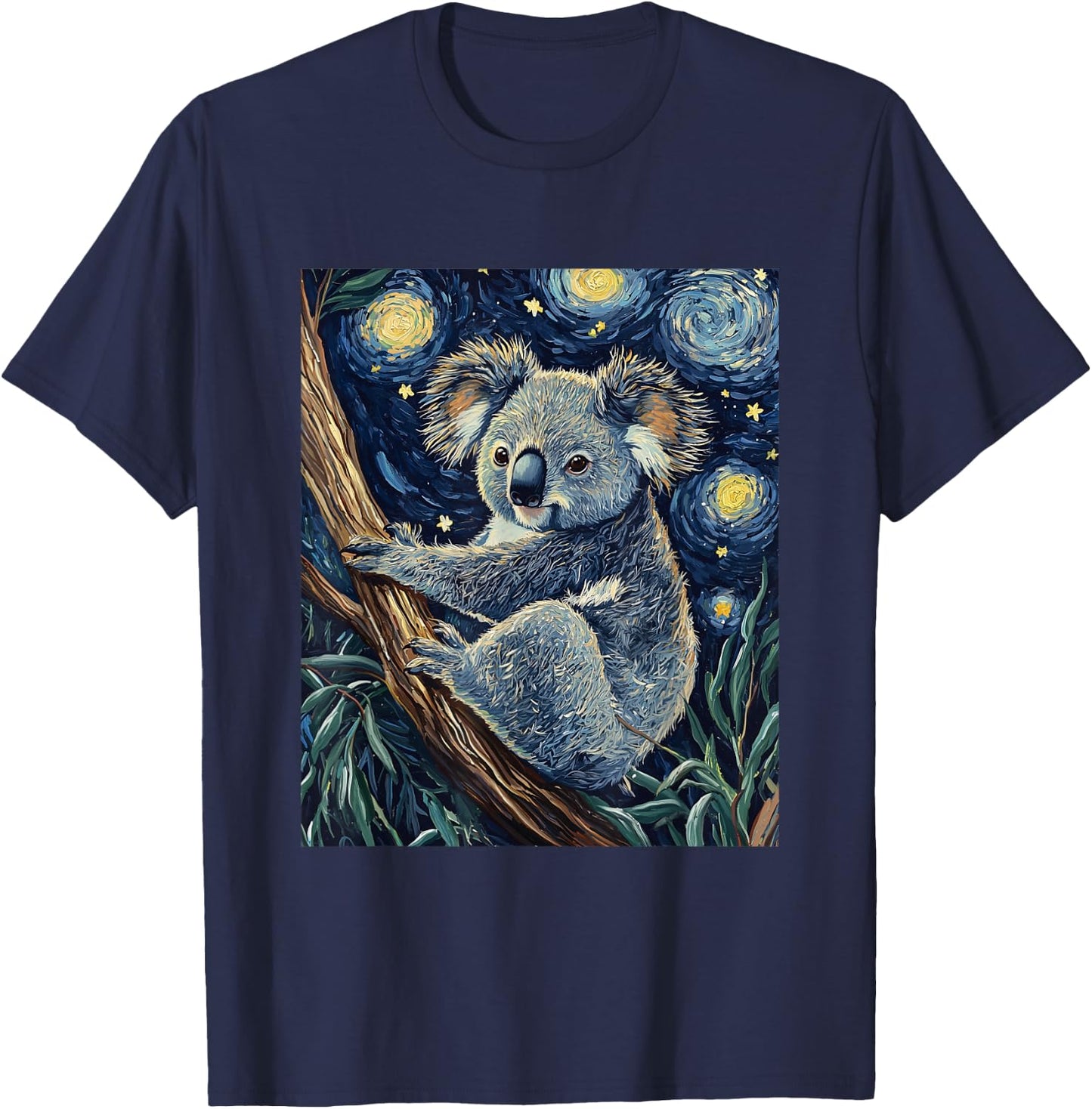 Cute Koala Bear - Van Gogh Style - Starry Night Graphic T-Shirt - T-Shirt | Navy