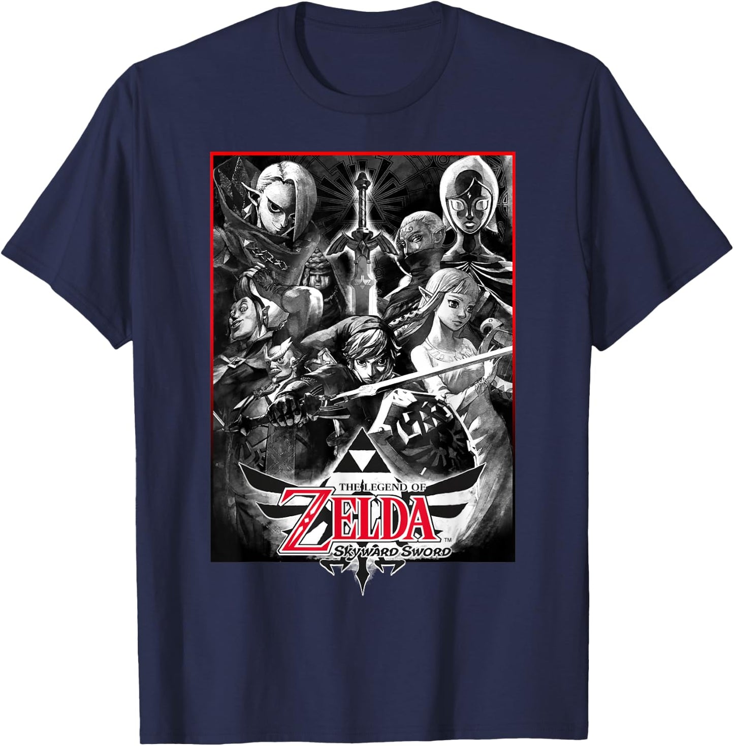 Legend of Zelda Skyward Sword Group Sketch Graphic T-Shirt - T-Shirt | Navy