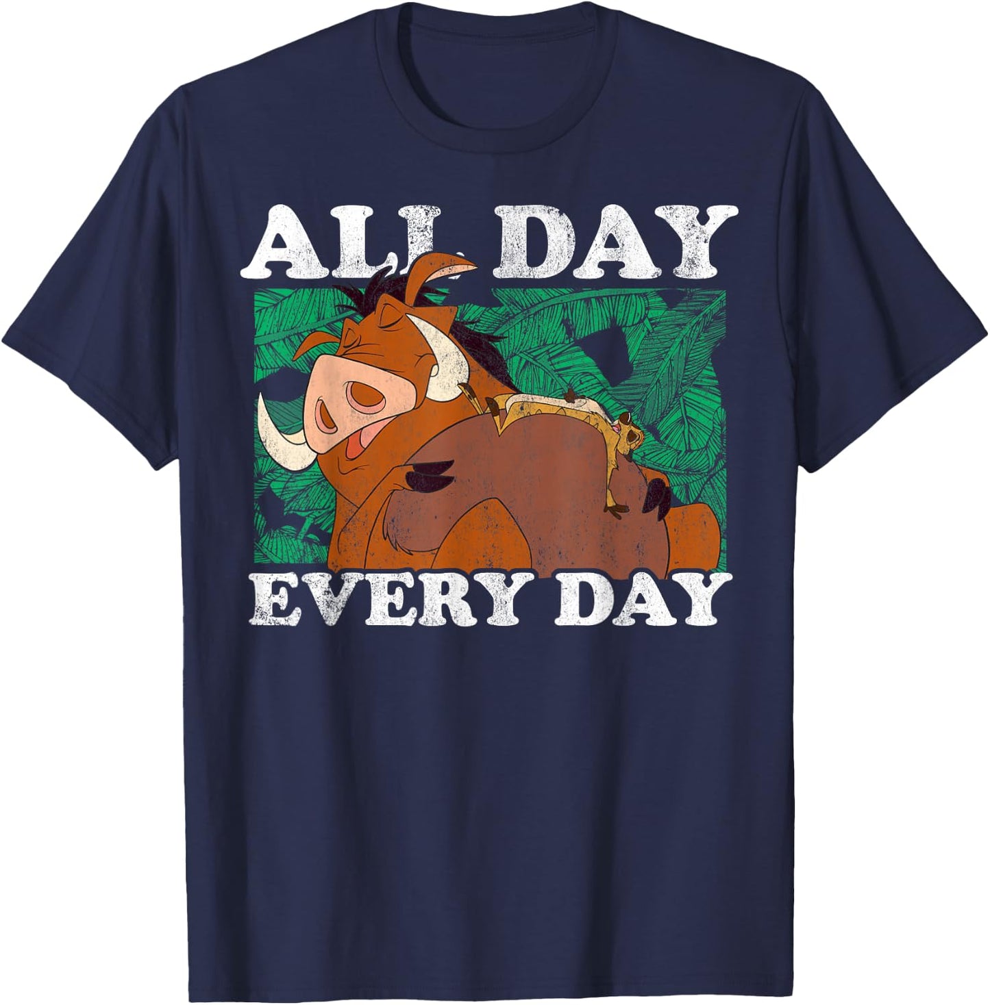 Disney The Lion King Timon & Pumbaa All Day Text Poster T-Shirt - T-Shirt | Navy