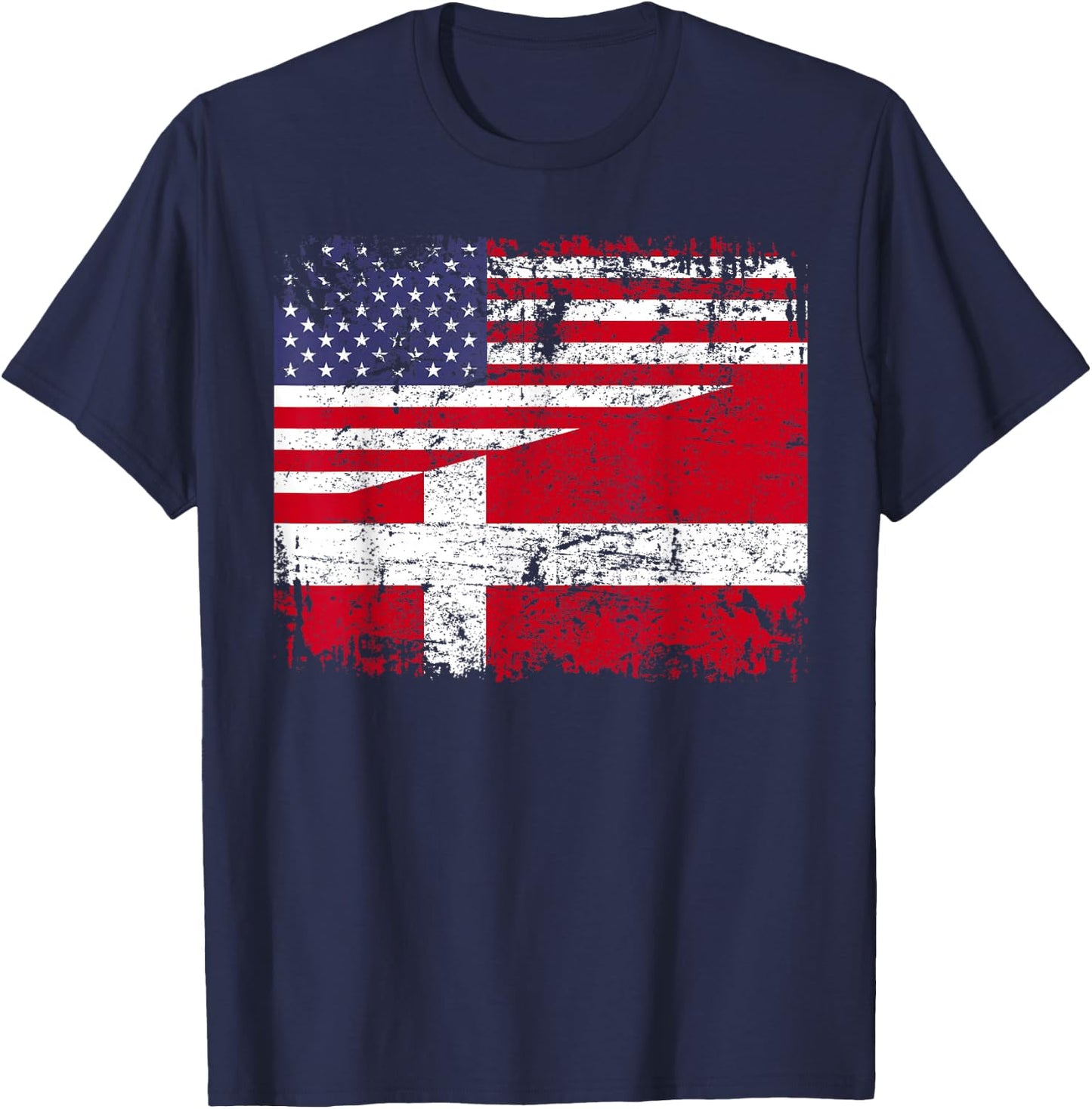 DANISH ROOTS | Half American Flag | DENMARK T-Shirt - T-Shirt | Navy