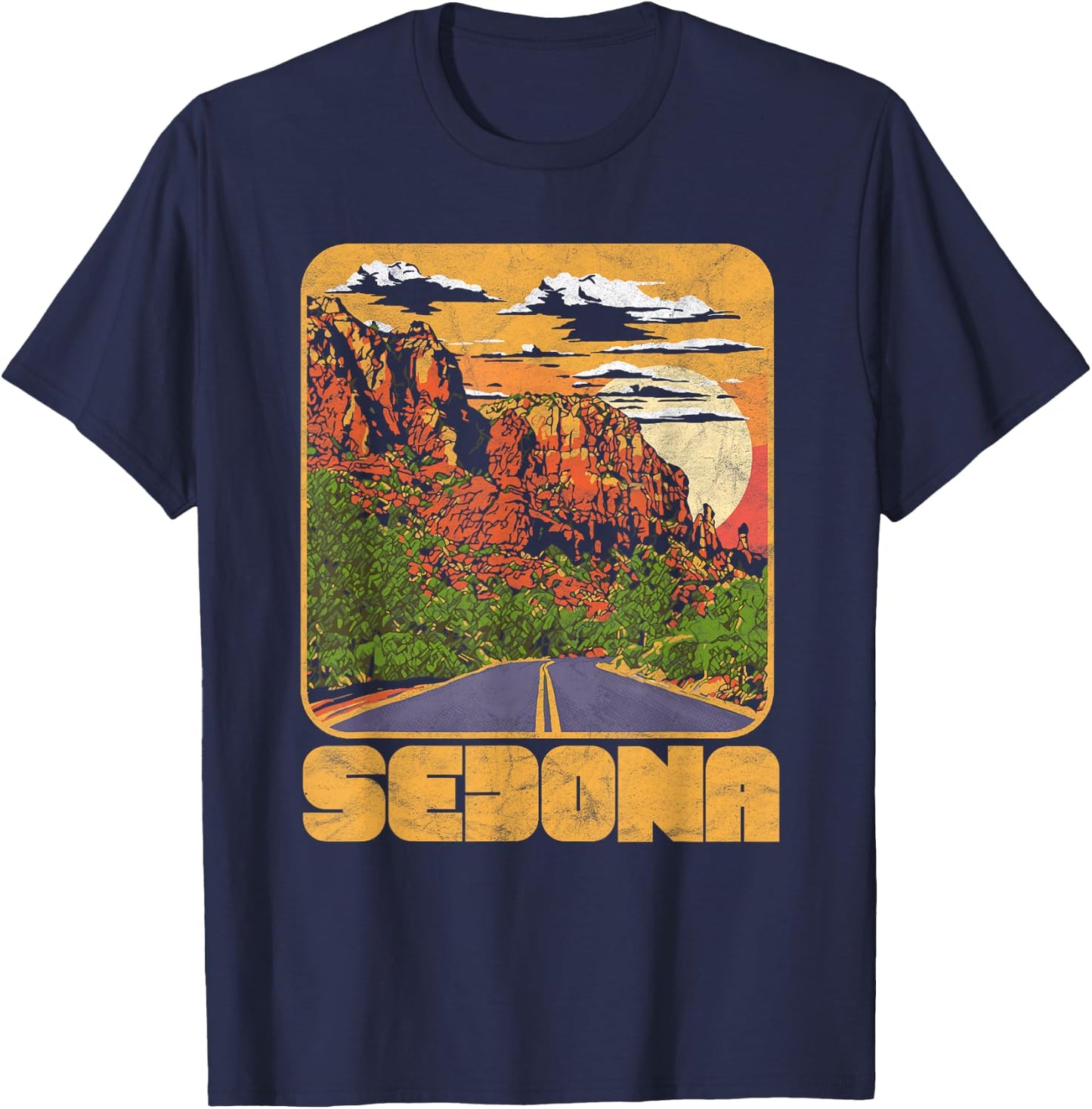 Retro Sedona Arizona Vintage Road Trip Outdoors Graphic T-Shirt - T-Shirt | Navy