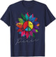 Sunflower Flower Distressed Rainbow Peace Sign 70s T-Shirt - T-Shirt | Navy