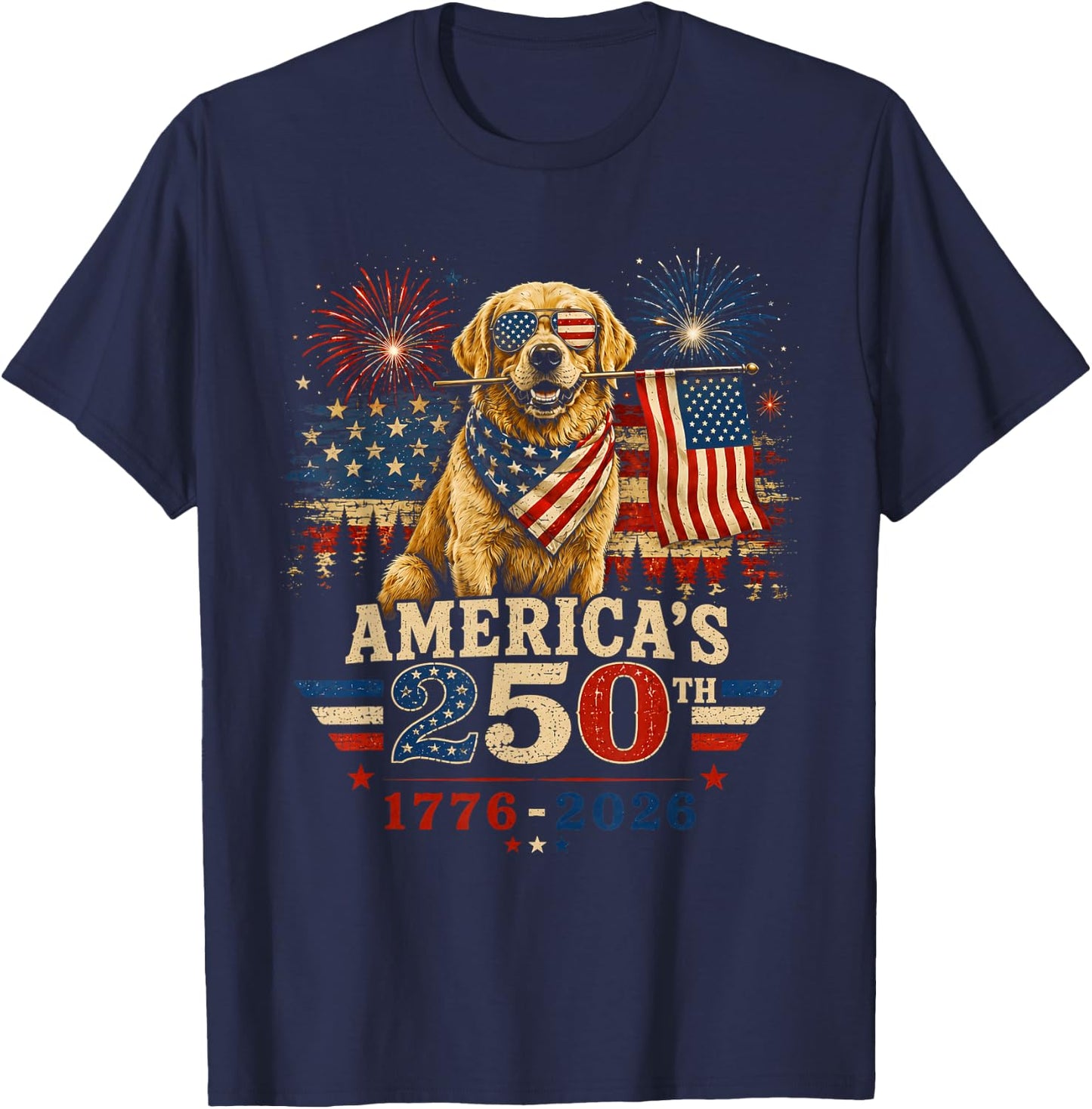 Labrador Retriever America's 250th Anniversary 1776 2026 T-Shirt - T-Shirt | Navy