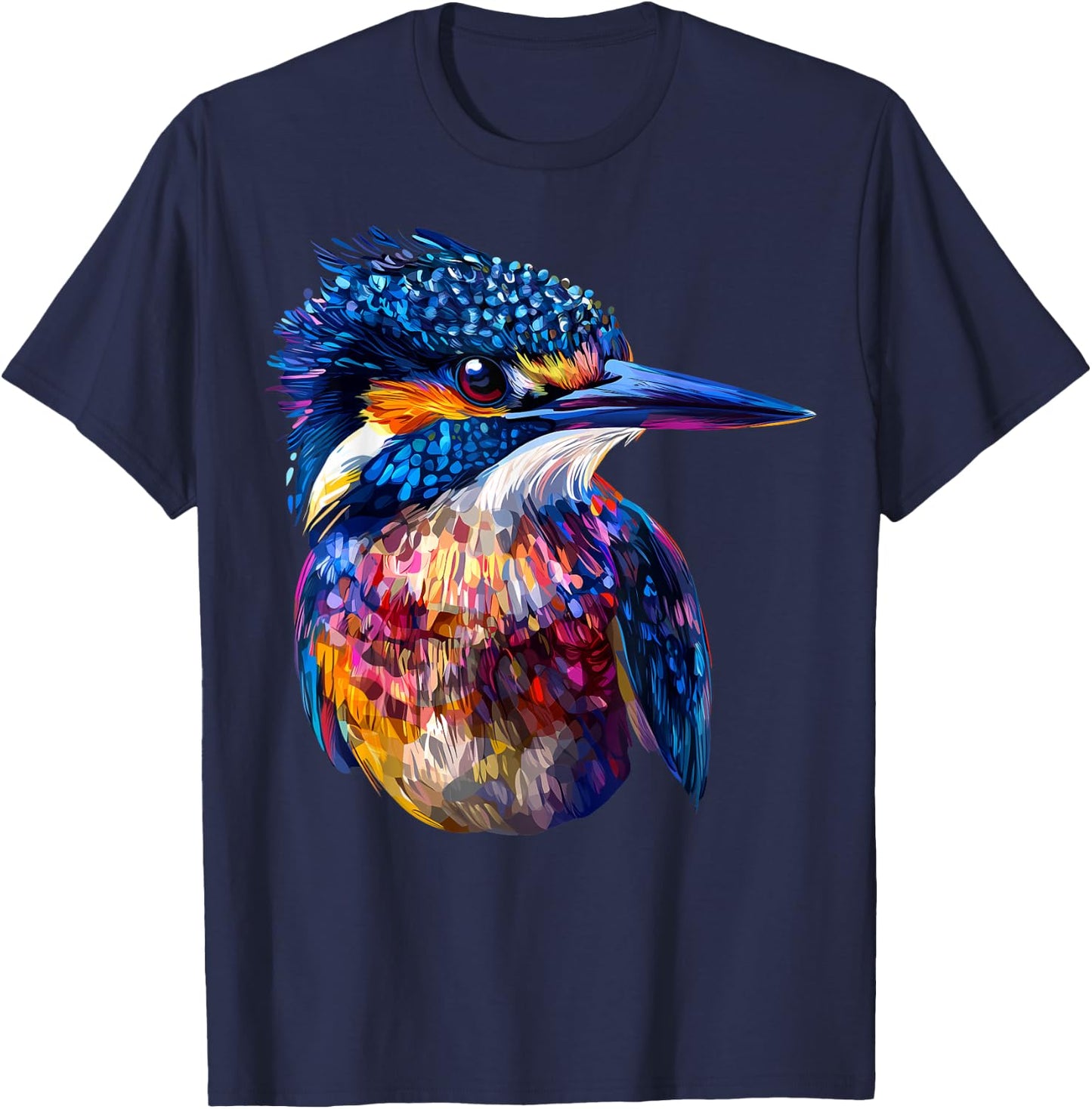 Colorful Belted Kingfisher Bird Animal Lover Men Women Black T-Shirt - T-Shirt | Navy